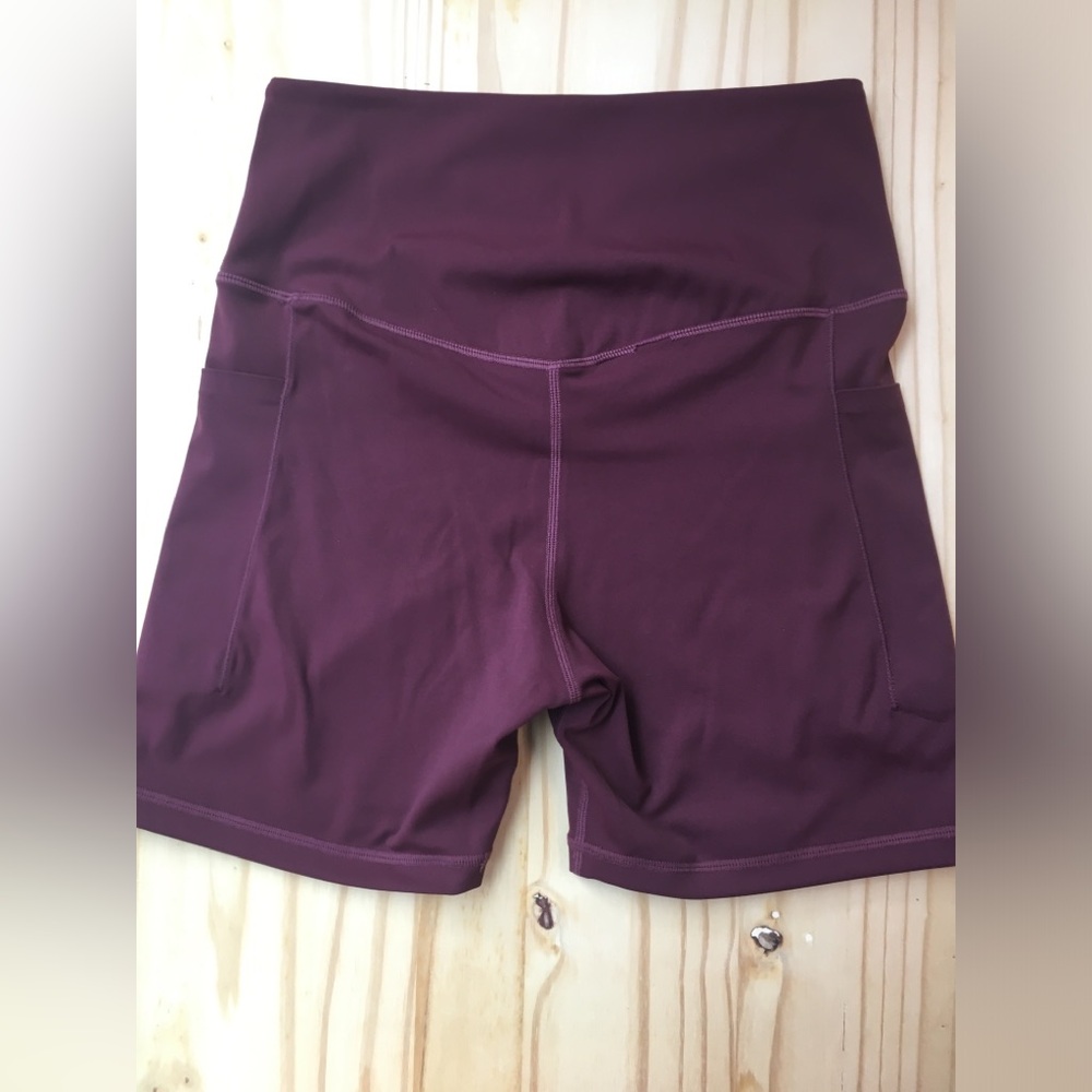 ododos Women’s High-Rise Performance Shorts Deep Plum yoga dance cheerleader - Picture 7 of 9